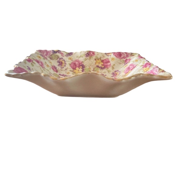 Old Foley Staffordshire England James Kent Rapture Vintage Dish Roses Square 5” - Picture 2 of 4